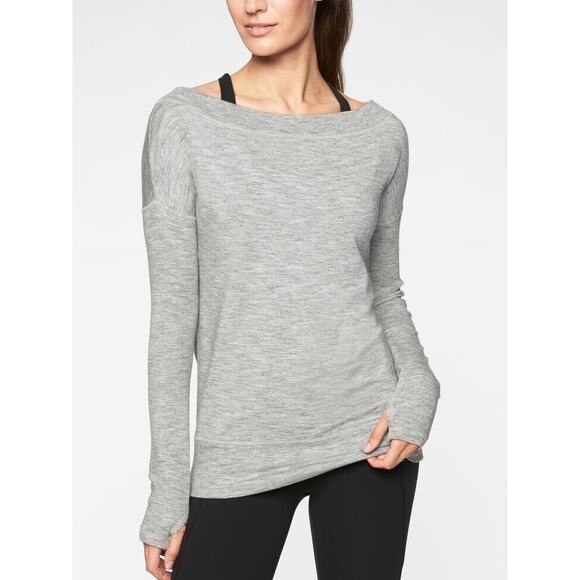 Athleta Super Soft Studio Barre Sweatshirt Lightweight Gray - Picture 1 of 9